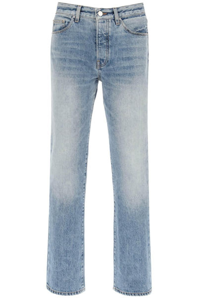 Shop Amiri Straight Cut Jeans In Light Blue