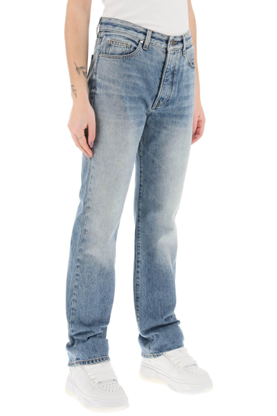 Shop Amiri Straight Cut Jeans In Light Blue