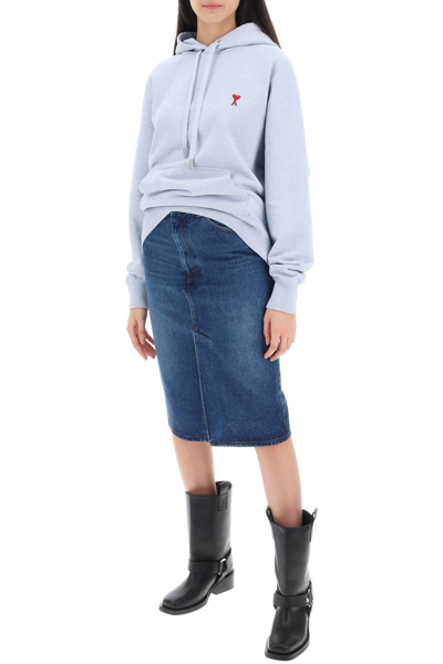 Shop Ami Alexandre Mattiussi Denim Midi Skirt In Seven In Blue