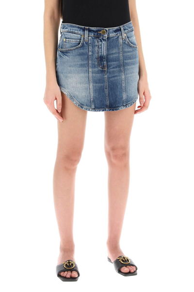 Shop Pinko Denim Mini Skirt From Mis In Blue