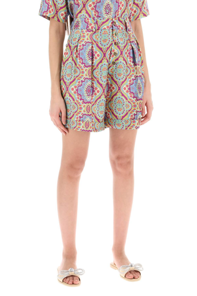 Etro Paisley Print Silk Shorts In Multicolor