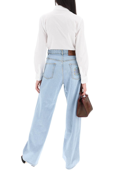 Shop Etro Low-waisted Baggy Jeans In Light Blue