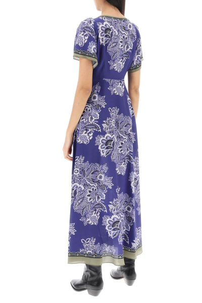 Shop Etro Maxi Crepe De Chine Dress In Purple