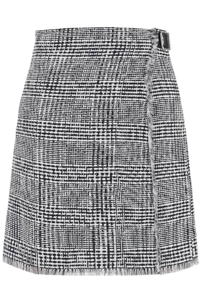 Shop Burberry Houndstooth Plaid K In White,black