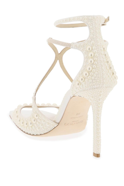 Shop Jimmy Choo Azia 95 Sandals With Pearls In Black,white