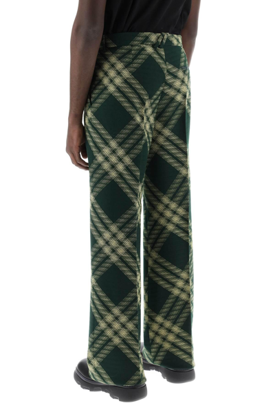 Shop Burberry Straight Cut Checkered Pants In Yellow,green