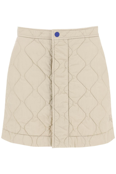 Shop Burberry Quilted Mini Skirt In Neutro