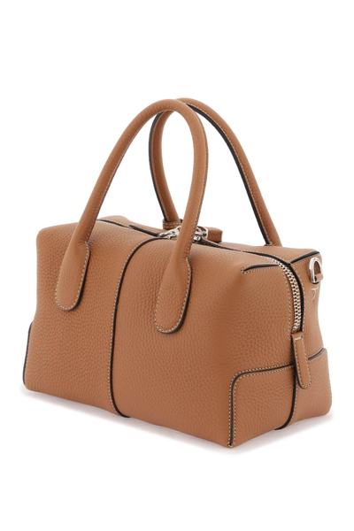 Shop Tod's Grained Leather Bowling Bag In Brown