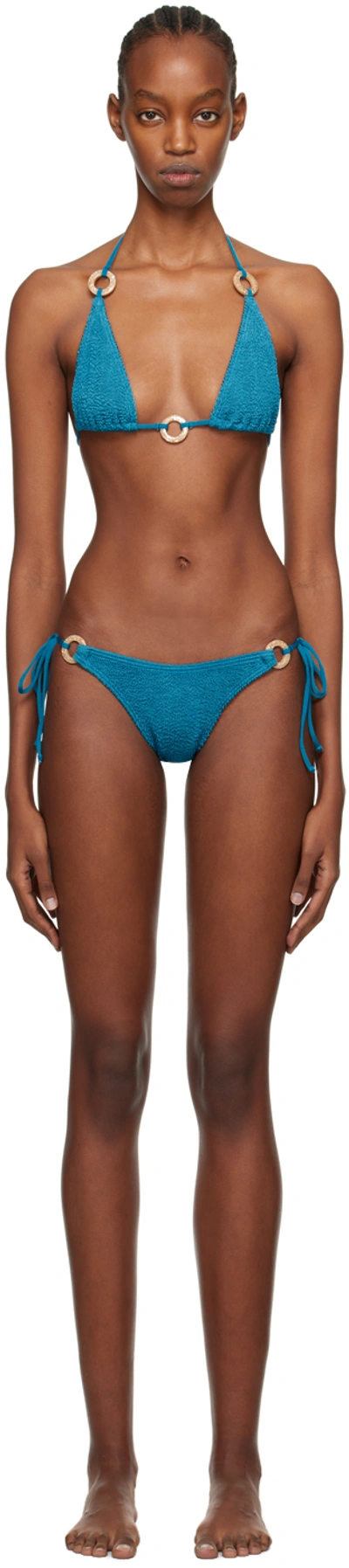 Shop Bondeye Blue Ring Ingrid & Ring Serenity Bikini In Ocean Shimmer