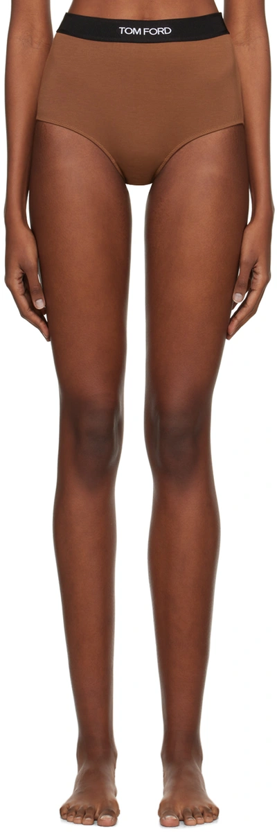 Shop Tom Ford Brown Jacquard Briefs In Kb561 Cocoa Brown