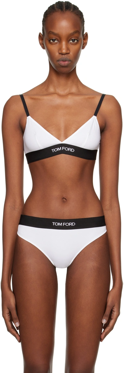 Shop Tom Ford White Triangle Bra In Aw002 White
