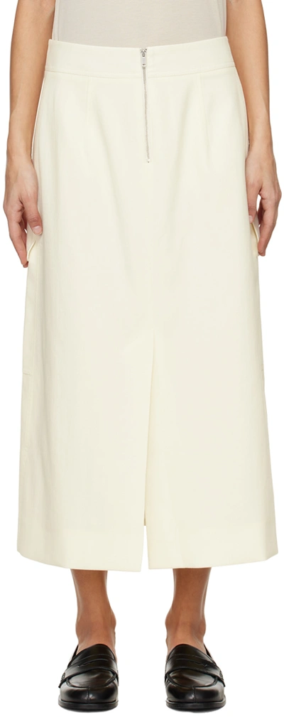 Shop Studio Nicholson Off-white Tyrell Midi Skirt In Parchment