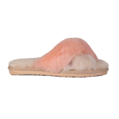Shop Cloud Nine Sheepskin Emma Slide Slippers In Peach/ Beige In Multi