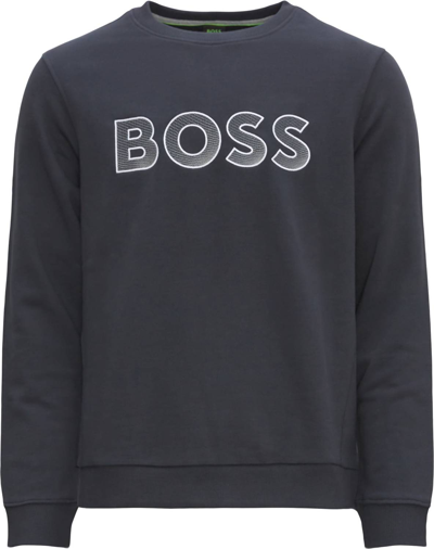 Hugo Boss Men's Salbo Contrasting Logo Crewneck Sweatshirt In Dark Blue In Blue