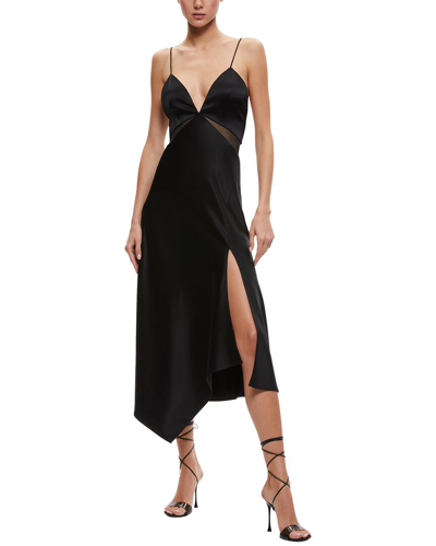 Shop Alice And Olivia Moriah Sheer Mid Dress In Black