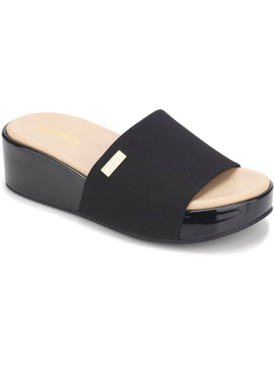 Shop Kenneth Cole Reaction Maila Stretch Womens Logo Slip On Slide Sandals In Black
