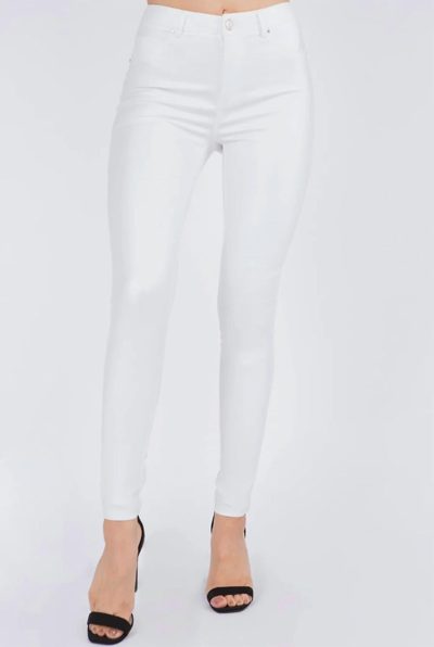 Shop Bianco Cheri Coated Skinny Jeans In White