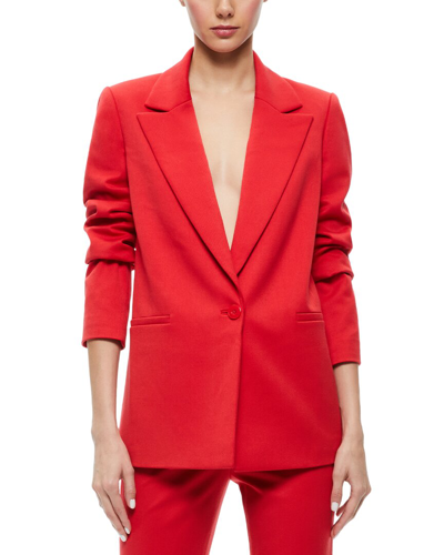 Shop Alice And Olivia Denny Notch Collar Bf Blazer In Red