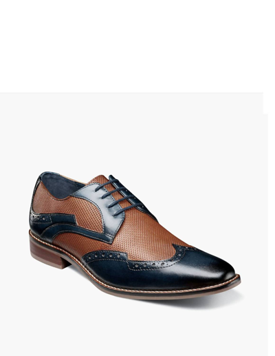 Stacy Adams Joss Wingtip Oxford Shoe In Navy In Blue