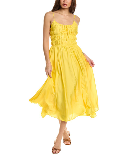 Shop Joie Elena Silk-blend Midi Dress In Yellow