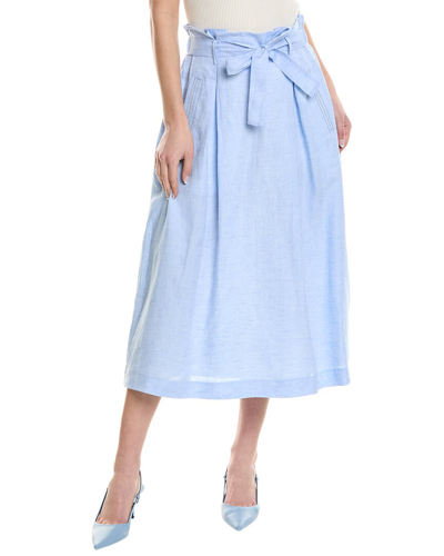 Shop Peserico Linen Skirt In Blue