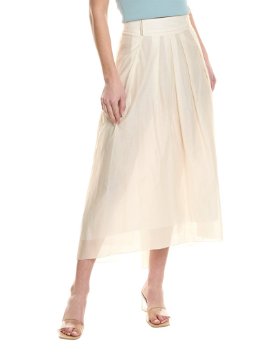 Shop Peserico Silk-blend Pleated Skirt In White