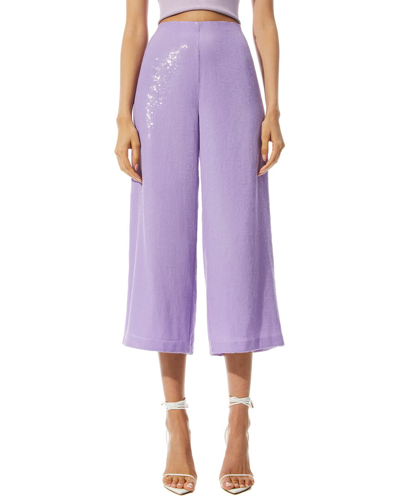 Shop Alice And Olivia Elba Sequin High-waist Ankle Pant In Purple