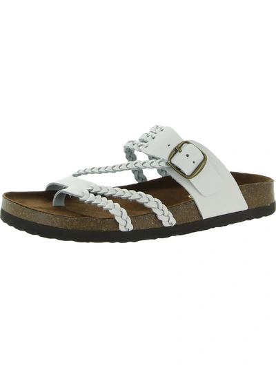Shop White Mountain Hayleigh Womens Leather Braided Footbed Sandals In White