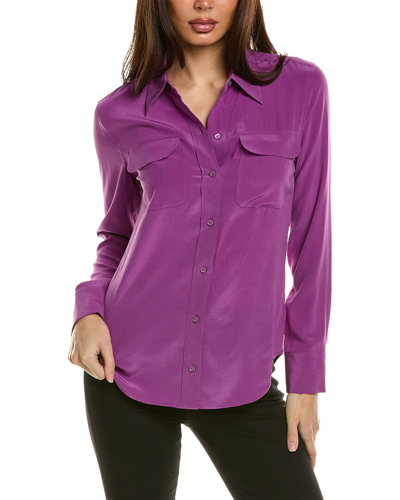 Shop Equipment Slim Signature Silk Shirt In Purple