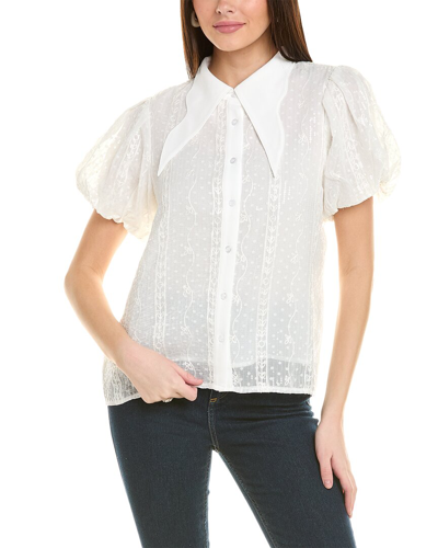 Shop Gracia Shiny Mesh Shirt In White