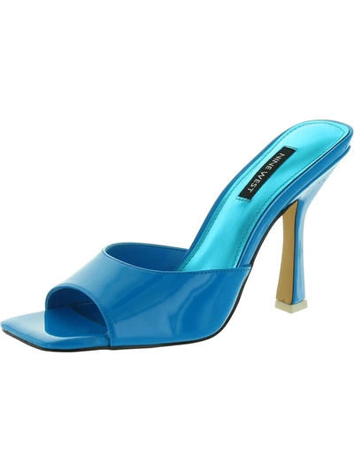 Shop Nine West Aurea 3 Womens Slip On Open Toe Heels In Blue