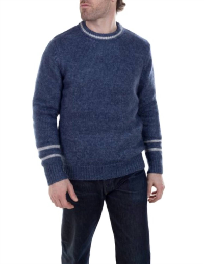 Shop Schott Men's Mid-weight Triple Blend Crewneck Sweater In Navy In Blue