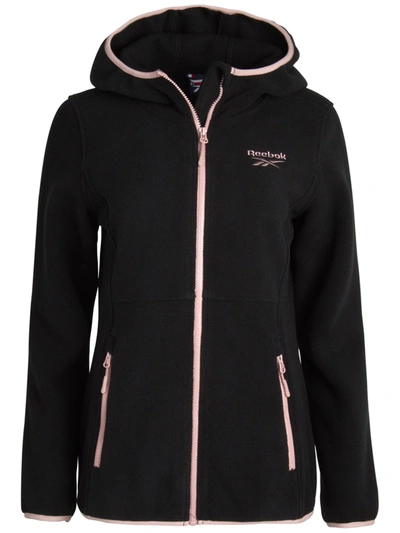 Shop Reebok Womens Fleece Lightweight Fleece Jacket In Black