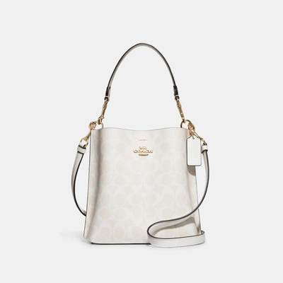 Shop Coach Outlet Mollie Bucket Bag 22 In Signature Canvas In White