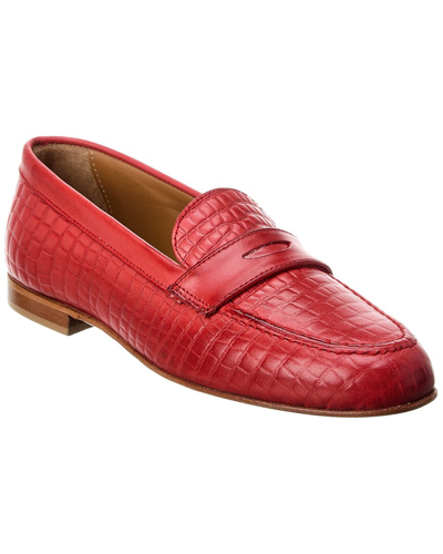Shop Alfonsi Milano Fancesca Leather Loafer In Red