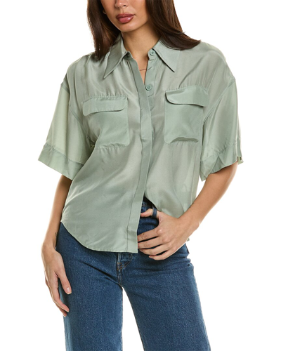 Shop Equipment Naomi Silk-blend Shirt In Green