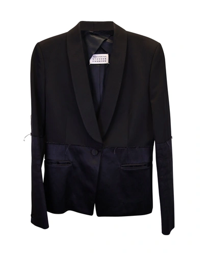 Shop Maison Margiela Tuxedo Blazer In Black Viscose