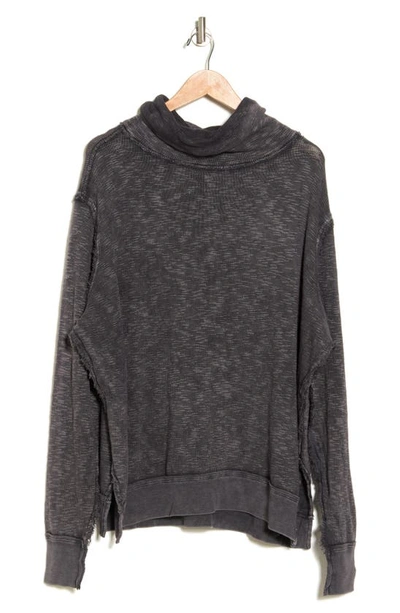 Shop Free People Timmy Boxy Turtleneck Sweater In Black