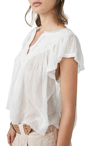 Free People Padma Flutter Sleeve Blouse In White