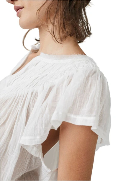 Free People Padma Flutter Sleeve Blouse In White