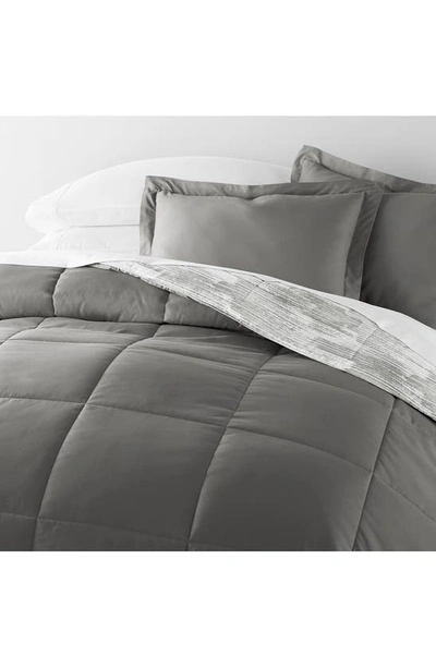 Shop Ienjoy Home Textured Stripe Reversible 3-piece Comforter Set In Gray