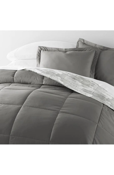 Ienjoy Home Textured Stripe Reversible 3-piece Comforter Set In Gray