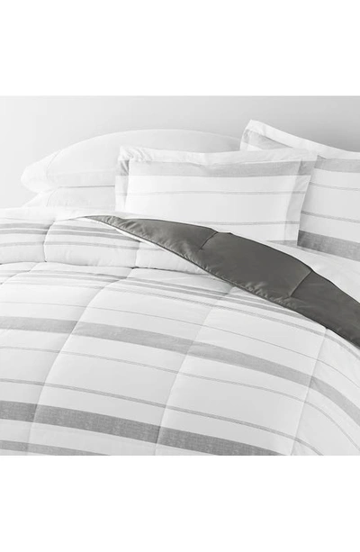 Ienjoy Home Stitched Stripe Reversible 3-piece Comforter Set In Gray
