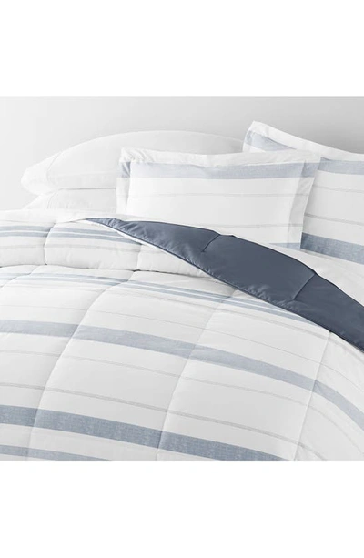 Ienjoy Home Stitched Stripe Reversible 3-piece Comforter Set In Stone