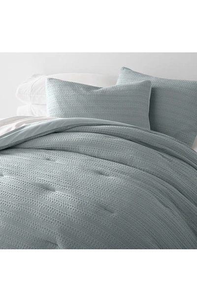 Ienjoy Home Waffle Textured 3-piece Comforter Set In Light Blue