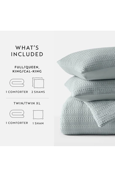 Ienjoy Home Waffle Textured 3-piece Comforter Set In Light Blue