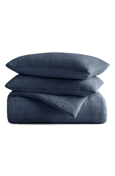 Ienjoy Home Waffle Textured 3-piece Comforter Set In Navy