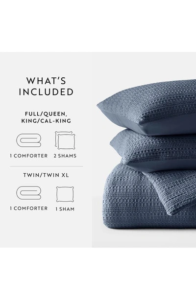 Ienjoy Home Waffle Textured 3-piece Comforter Set In Navy