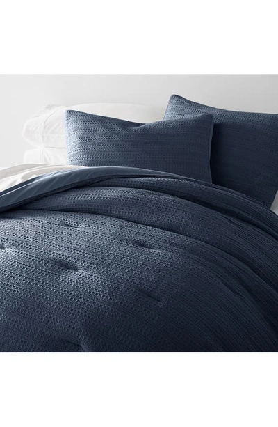Ienjoy Home Waffle Textured 3-piece Comforter Set In Navy