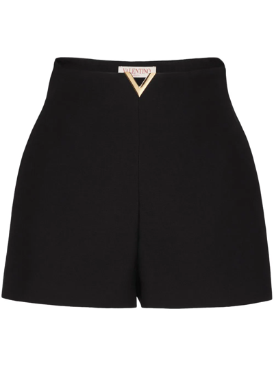 Shop Valentino V Gold Shorts In Black